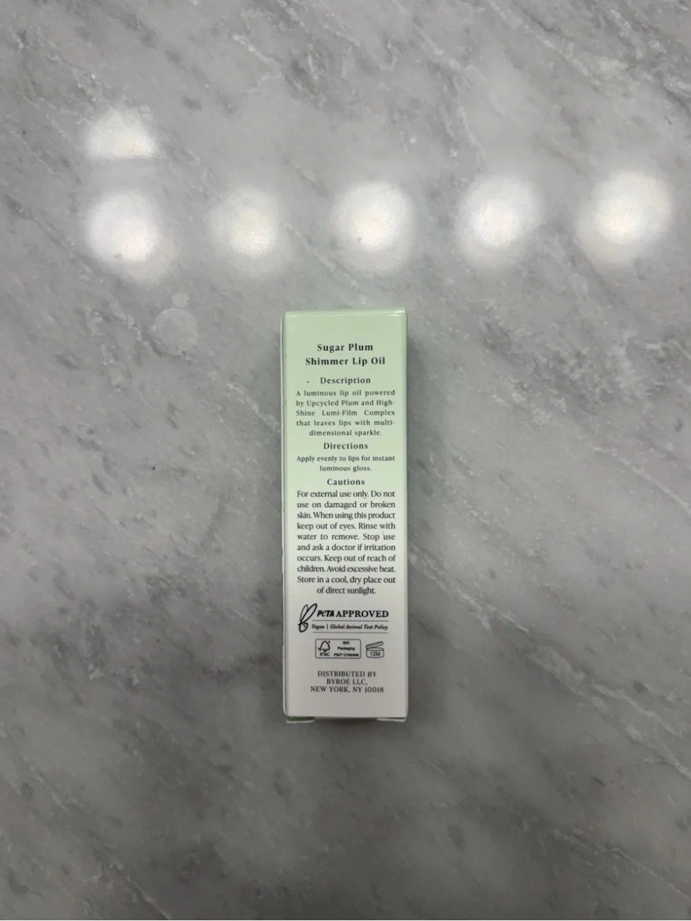 Byroe Sugar Plum Shimmer Lip Oil - Mint Green & White Packaging